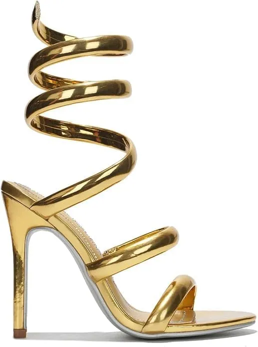 Liliana Women's Open Toe Spiral Wrap Up Strappy High Heels Sandals