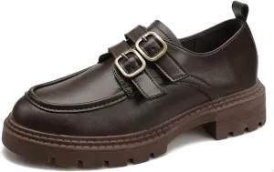 Loafers for Women Round Headed Women's Casual Flat Shoes Comfortable Thick Soled Footwear for Everyday Wear