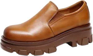 Loafers for Women Thick Soled Women's Platform Casual Shoes Stylish Black Footwear for Everyday Wear