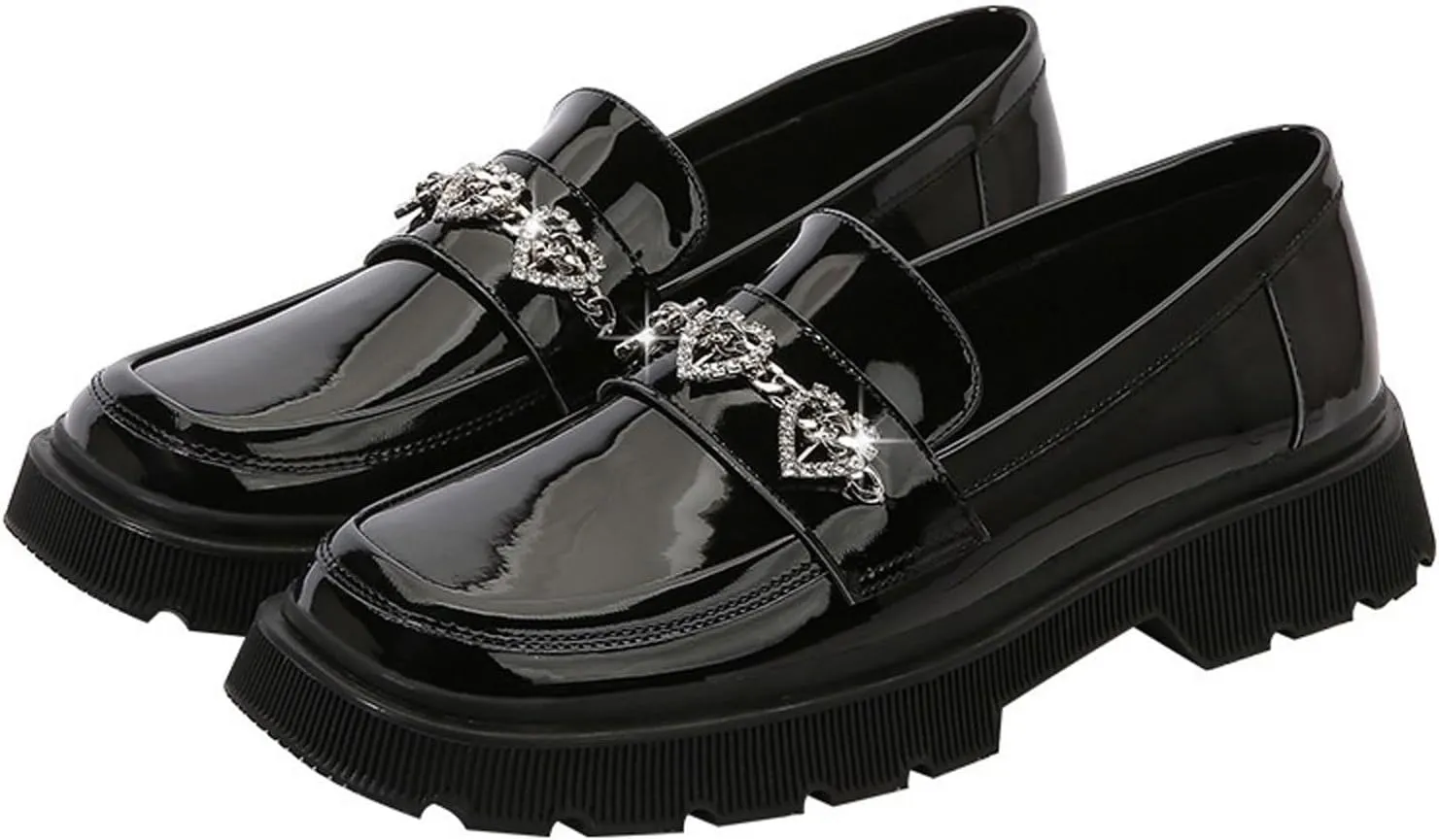 Loafers for Women Women's Casual Thick Heel Leather Flats Comfortable Platform Shoes for Everyday Wear
