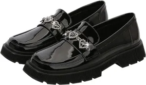 Loafers for Women Women's Casual Thick Heel Leather Flats Comfortable Platform Shoes for Everyday Wear