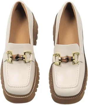 Loafers for Women Women's Thick Soled Square Head Casual Shoes Stylish Comfortable Footwear for Everyday Wear