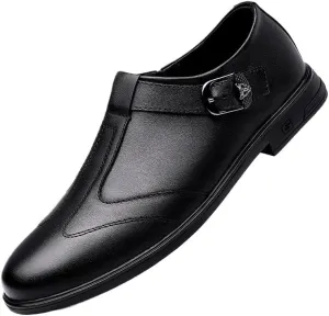 Luxury Men's Leather Casual Shoes, Comfortable Black Business Dress Loafers, Oxford Driving Footwear for Formal and Everyday Wear