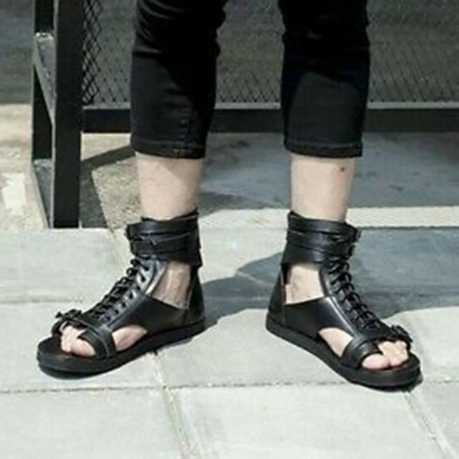 Men Sandals High Top Leather Sandals Toe Shoes Fashion Shoes Men Sandals Size 11 Leather