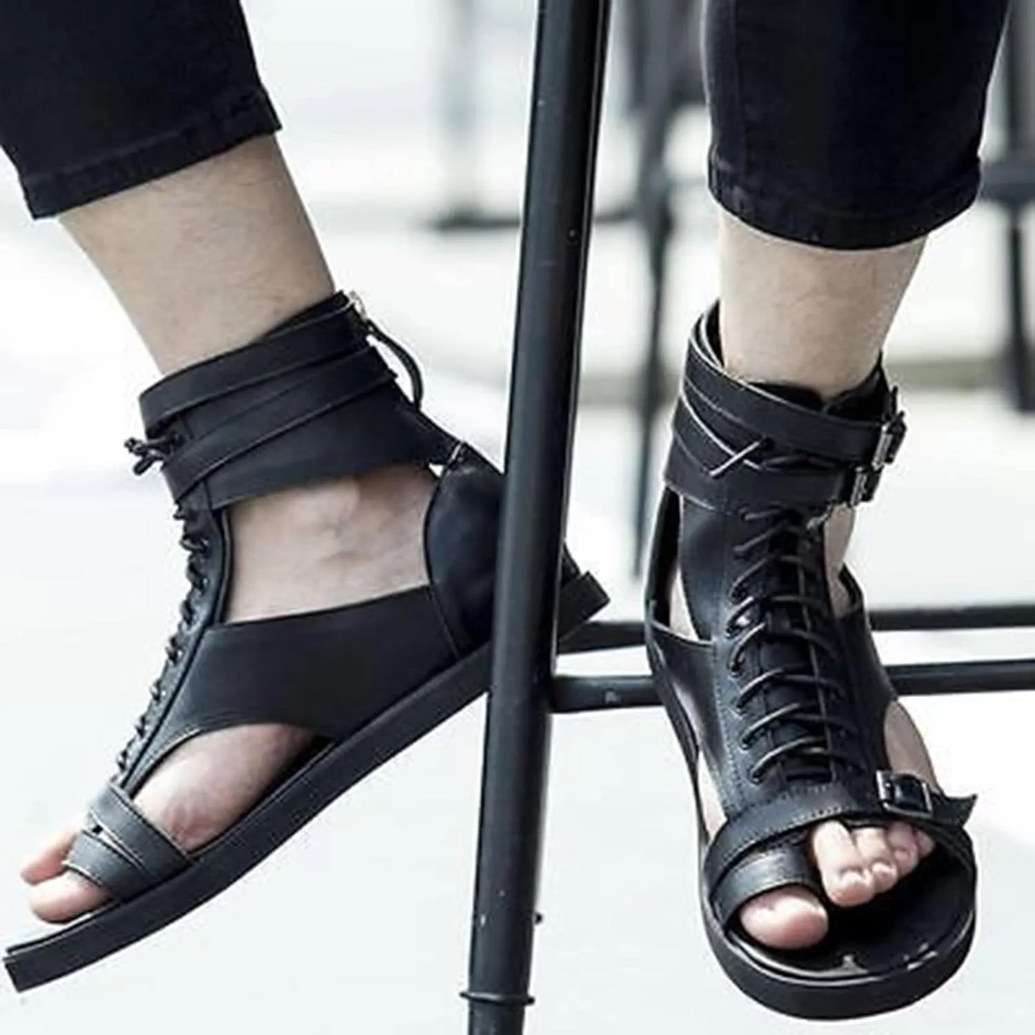 Men Sandals High Top Leather Sandals Toe Shoes Fashion Shoes Men Sandals Size 11 Leather