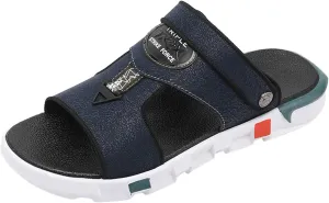 Men Summer Casual Leather Sandals Leather Beach Shoes Slip Open Toe Sandals Garnet Shoes