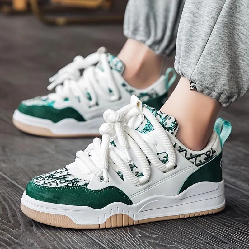 Men’s All-Season Lace-Up Sneakers – Trendy Lightweight Platform Shoes for Outdoor Walking, Casual Skateboarding, and Everyday Fashion | Comfortable & Stylish