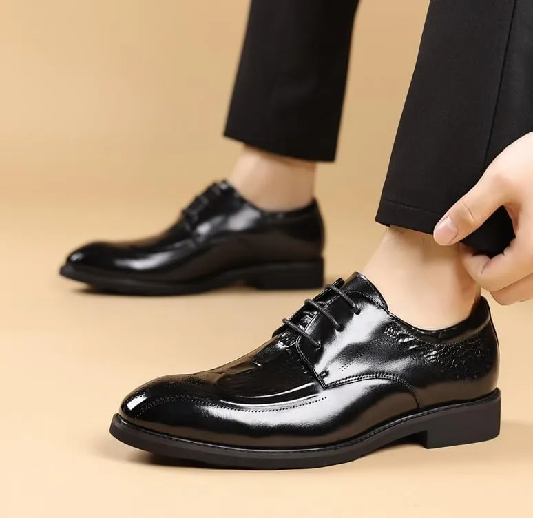 Men's Casual Business Formal Oxfords Shoes Lightweight Leather Dress Shoes with Non-Slip Rubber Sole