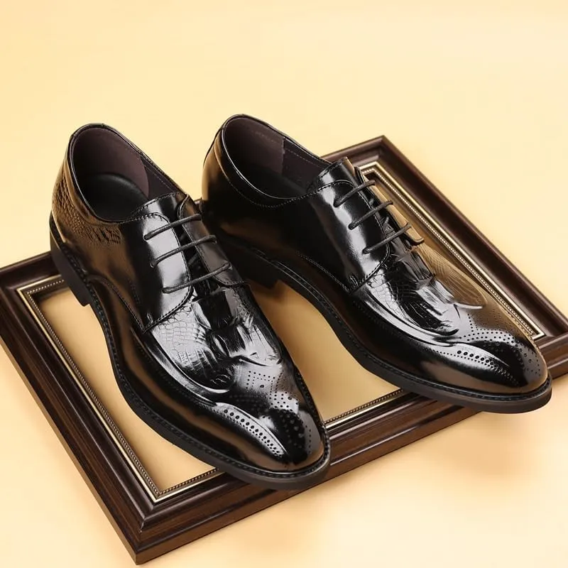 Men's Casual Business Formal Oxfords Shoes Lightweight Leather Dress Shoes with Non-Slip Rubber Sole