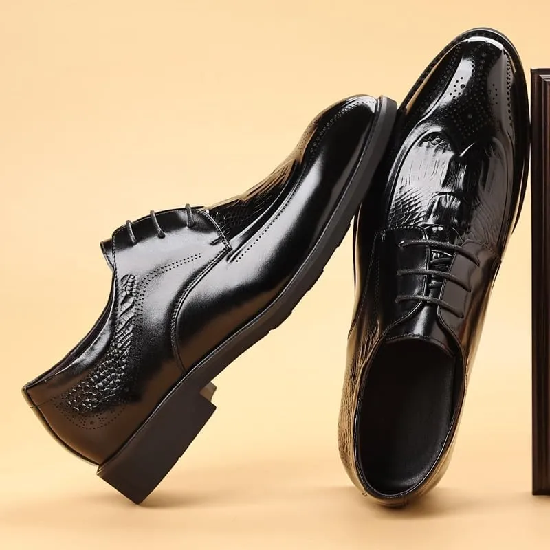 Men's Casual Business Formal Oxfords Shoes Lightweight Leather Dress Shoes with Non-Slip Rubber Sole