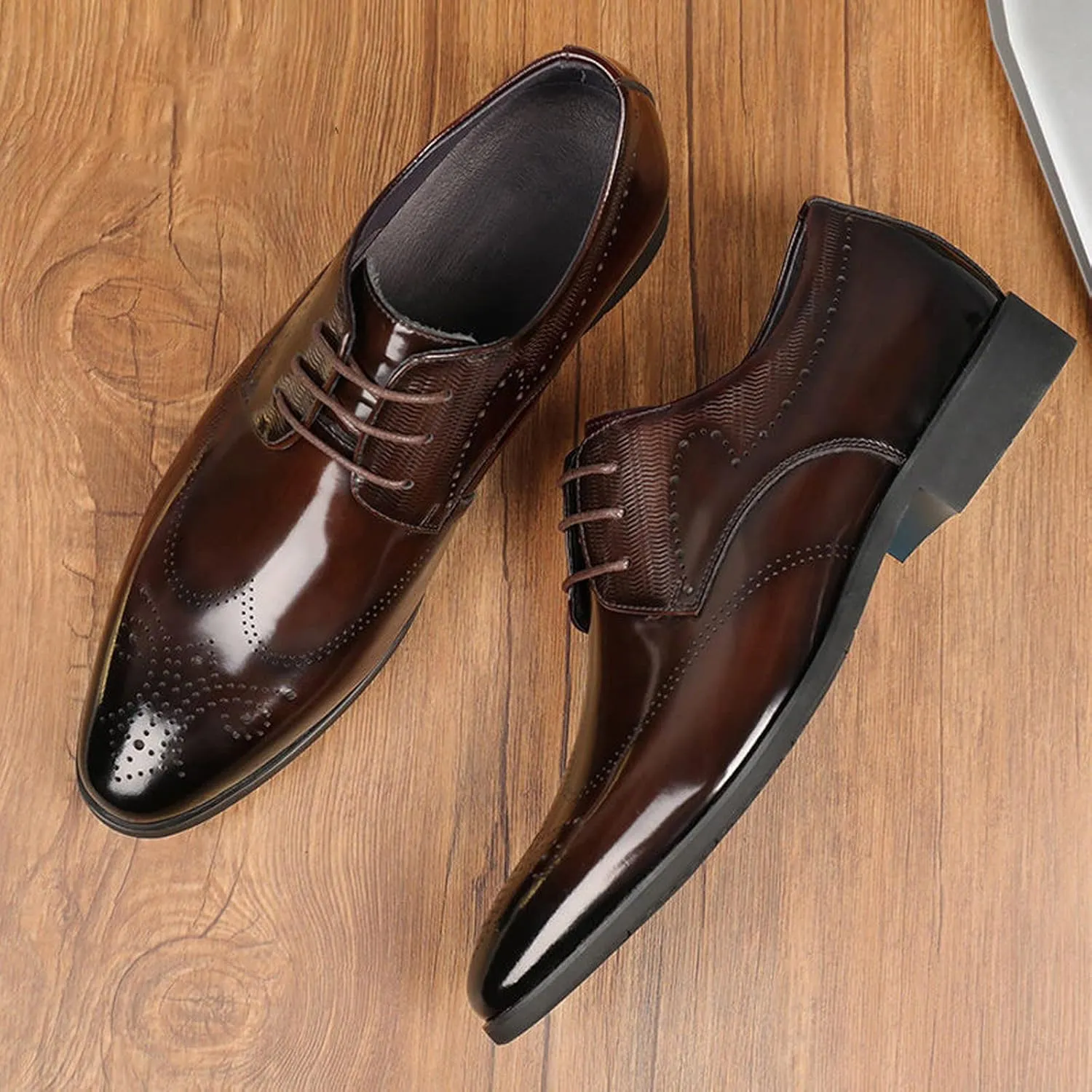 Men's Casual Dress Shoes Fashion Men's Breathable Comfortable Business Lace Up Work Leisure Solid Color Leather