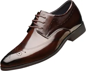 Men's Casual Dress Shoes Fashion Men's Breathable Comfortable Business Lace Up Work Leisure Solid Color Leather