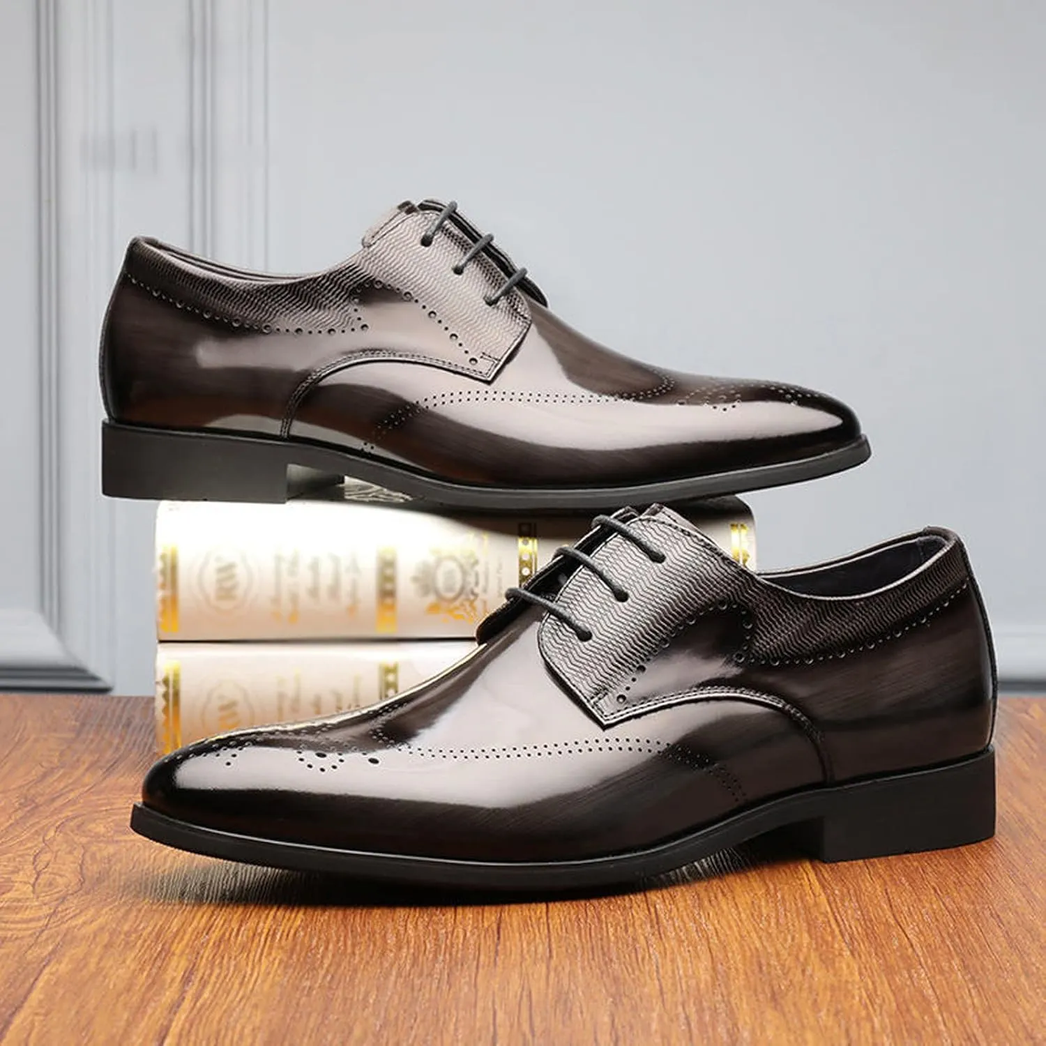 Men's Casual Dress Shoes Fashion Men's Breathable Comfortable Business Lace Up Work Leisure Solid Color Leather