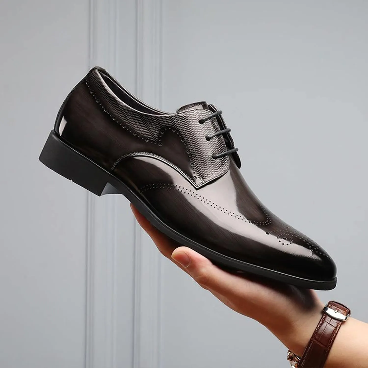Men's Casual Dress Shoes Fashion Men's Breathable Comfortable Business Lace Up Work Leisure Solid Color Leather