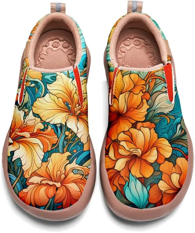 Men's Casual Shoes Art Painted Sneakers Slip On Round Toe Loafers Lightweight Comfort Fashion Travel Shoes Classical Floral Pattern