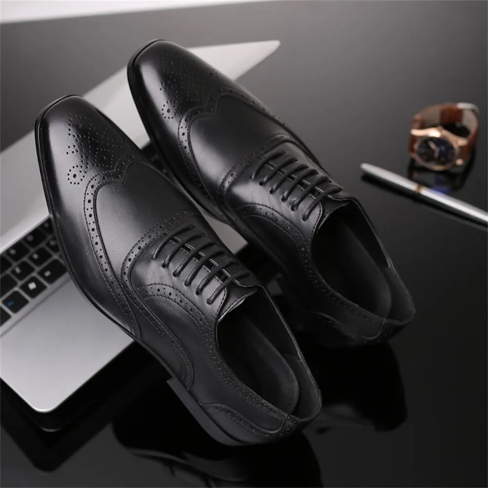 Men's Dress Shoes Leather Formal Business Oxford Derby Shoes Brogue Wingtip Retro Dress Shoes for Men