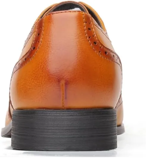 Men's Dress Shoes Leather Formal Business Oxford Derby Shoes Brogue Wingtip Retro Dress Shoes for Men