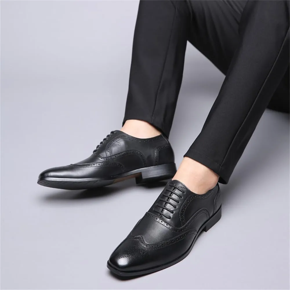 Men's Dress Shoes Leather Formal Business Oxford Derby Shoes Brogue Wingtip Retro Dress Shoes for Men