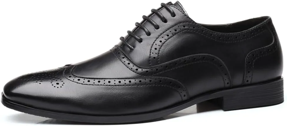 Men's Dress Shoes Leather Formal Business Oxford Derby Shoes Brogue Wingtip Retro Dress Shoes for Men