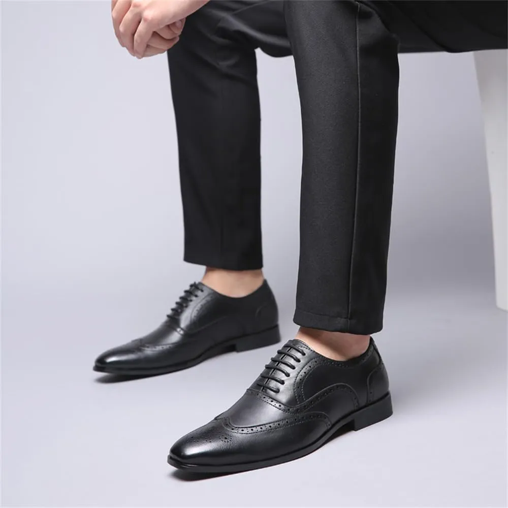 Men's Dress Shoes Leather Formal Business Oxford Derby Shoes Brogue Wingtip Retro Dress Shoes for Men