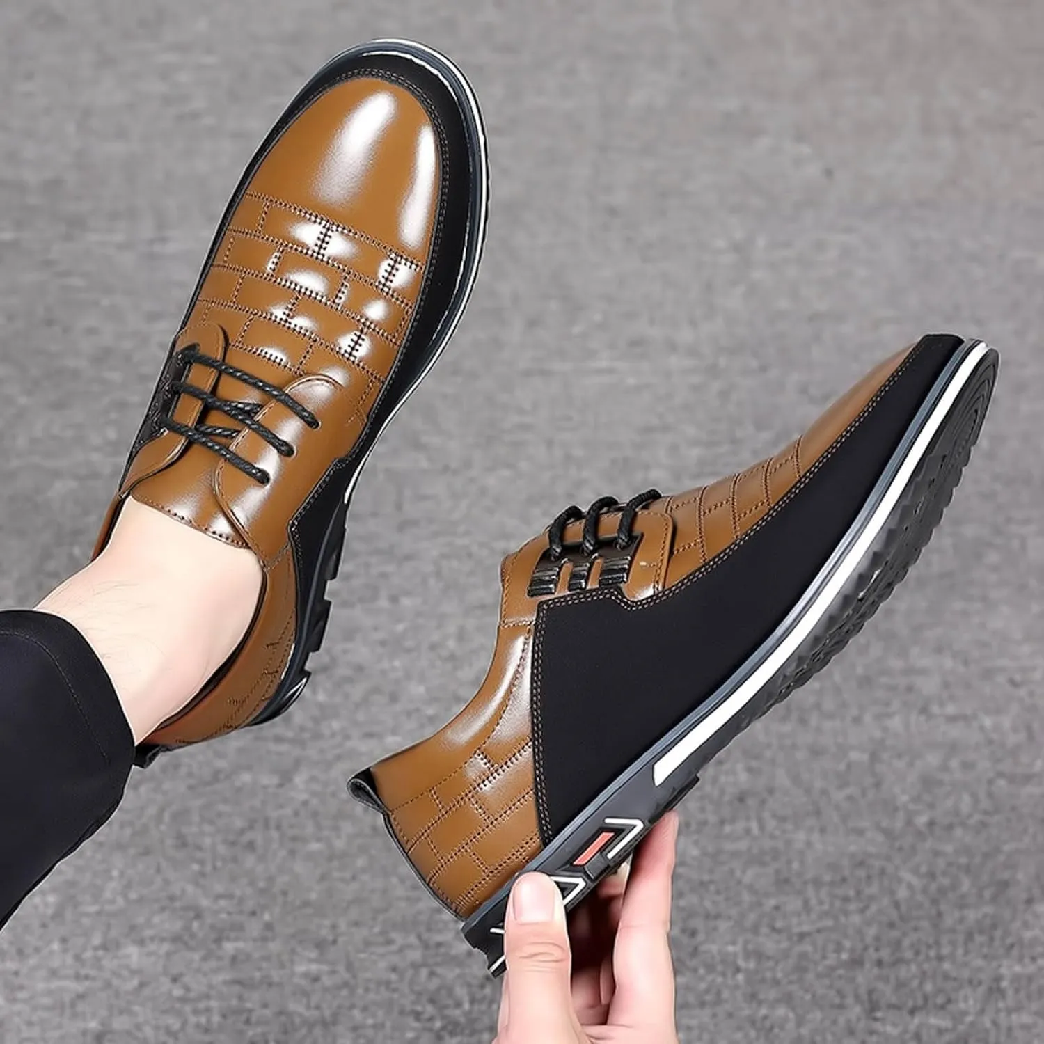 Men's Dress Sneakers Men's Casual Dress Shoes Fashionable Men's Breathable and Comfortable Business Casual Solid