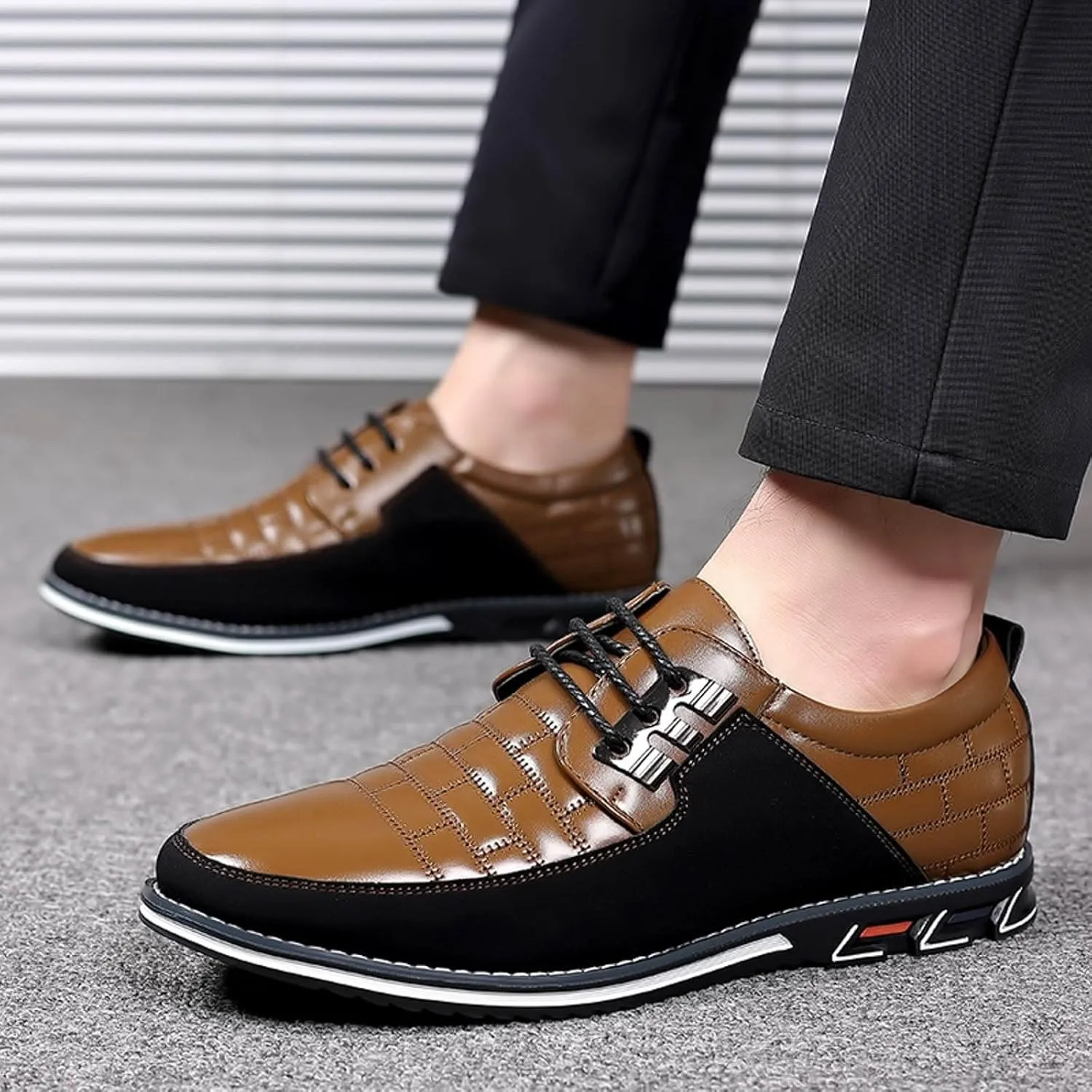 Men's Dress Sneakers Men's Casual Dress Shoes Fashionable Men's Breathable and Comfortable Business Casual Solid