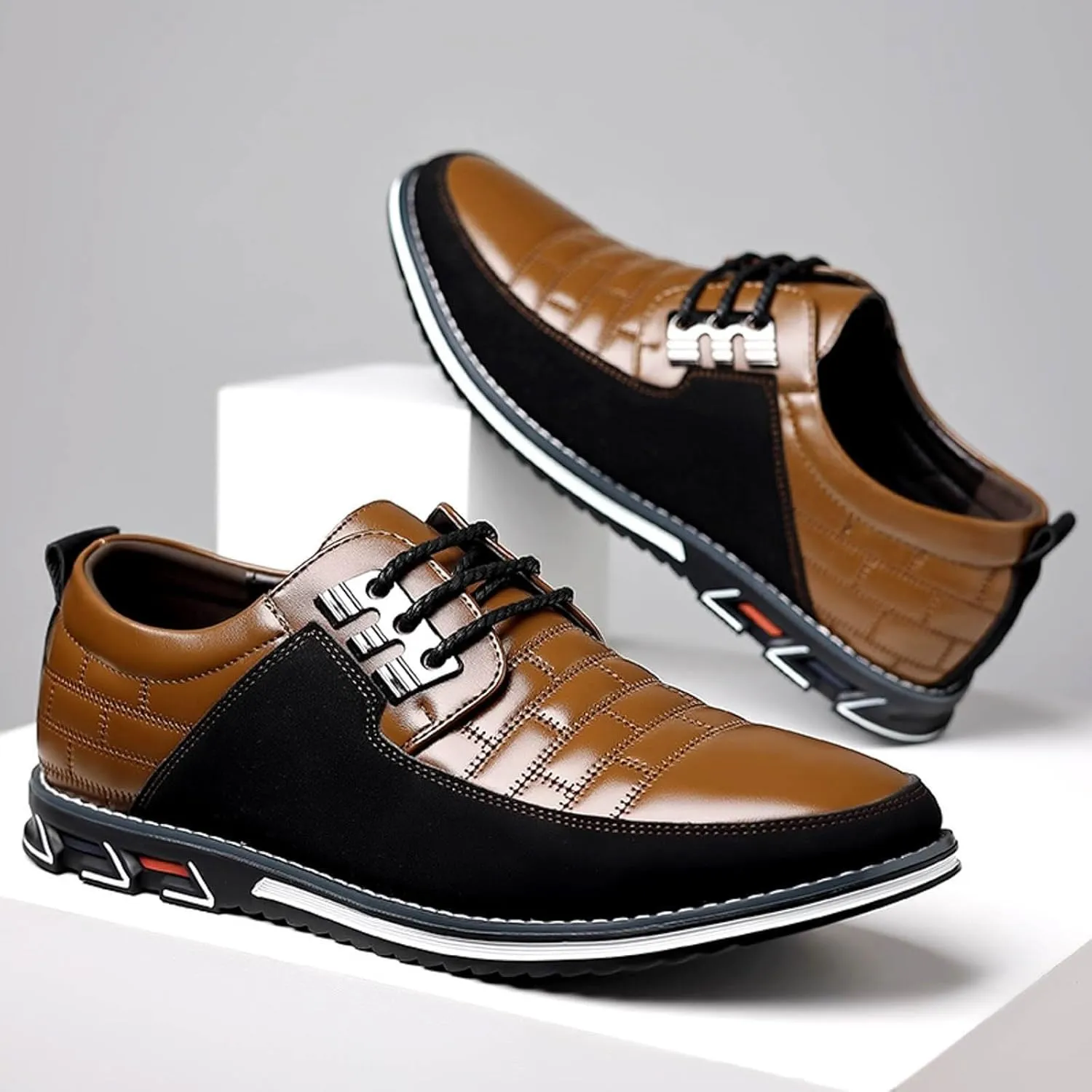Men's Dress Sneakers Men's Casual Dress Shoes Fashionable Men's Breathable and Comfortable Business Casual Solid