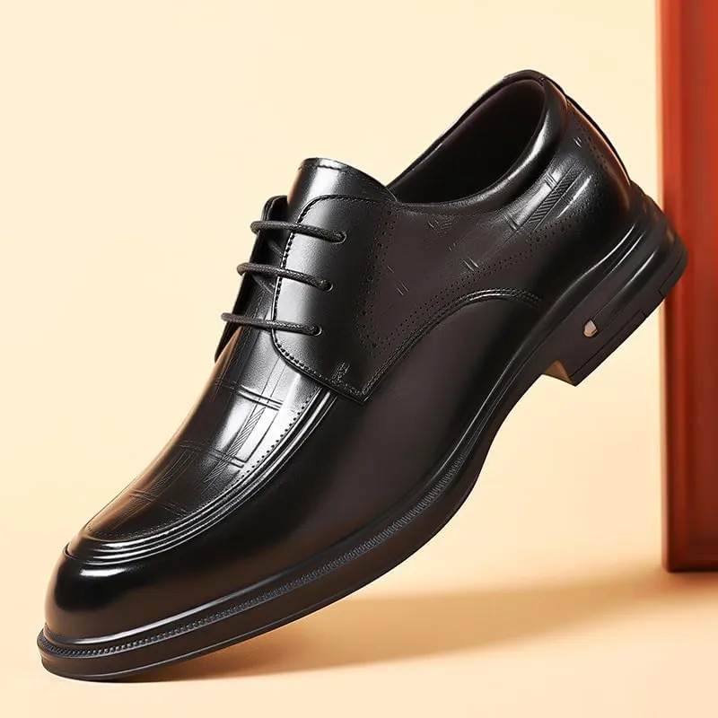 Men's Genuine Leather Dress Shoes Comfortable Lace-up Oxfords Business Casual Formal Tuxedo Shoes