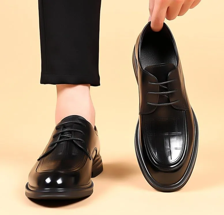 Men's Genuine Leather Dress Shoes Comfortable Lace-up Oxfords Business Casual Formal Tuxedo Shoes
