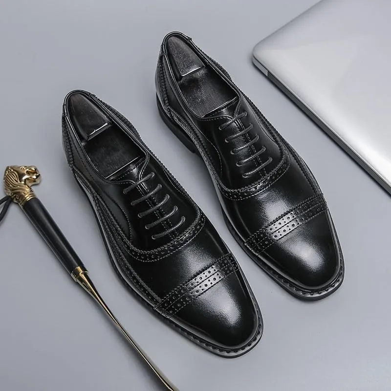 Men's Oxford Shoes Leather Stylish Lace-up Wingtip Brogues Mens Casual Dress Shoes for Everyday Wear