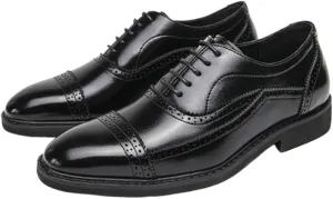 Men's Oxford Shoes Leather Stylish Lace-up Wingtip Brogues Mens Casual Dress Shoes for Everyday Wear
