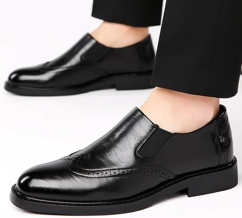 Men's Oxford Shoes Mens Casual Slip-On Loafers Genuine Leather Comfortable Business Dress Shoes