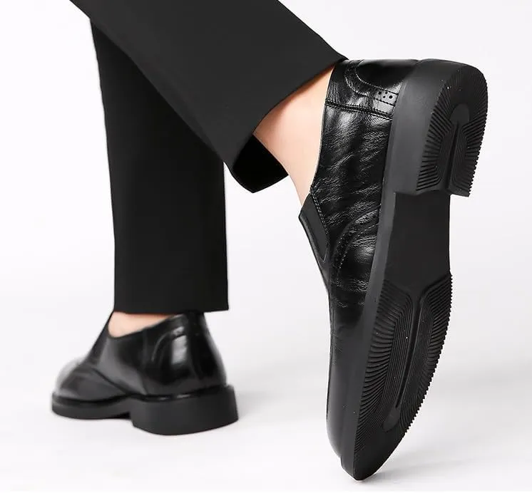Men's Oxford Shoes Mens Casual Slip-On Loafers Genuine Leather Comfortable Business Dress Shoes
