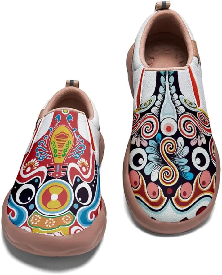 Men's Shoes Slip Ons Walking Loafers Lightweight Comfortable Art Painted Travel Sneaker Horse Spoon Face Chinese Style