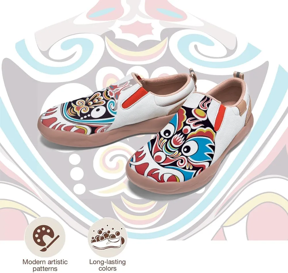 Men's Shoes Slip Ons Walking Loafers Lightweight Comfortable Art Painted Travel Sneaker Horse Spoon Face Chinese Style
