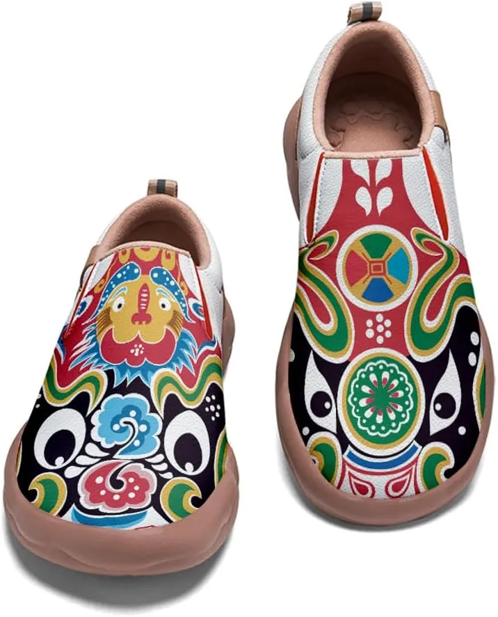 Men's Shoes Slip Ons Walking Loafers Lightweight Comfortable Art Painted Travel Sneaker Horse Spoon Face Chinese Style
