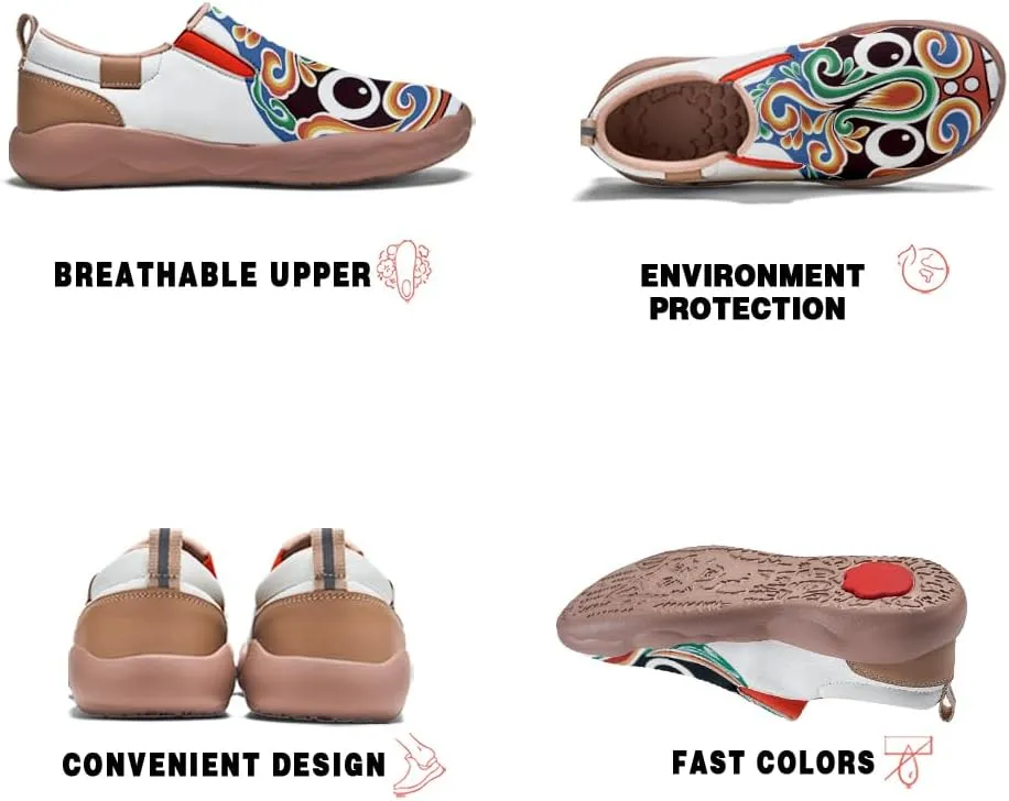 Men's Shoes Slip Ons Walking Loafers Lightweight Comfortable Art Painted Travel Sneaker Horse Spoon Face Chinese Style