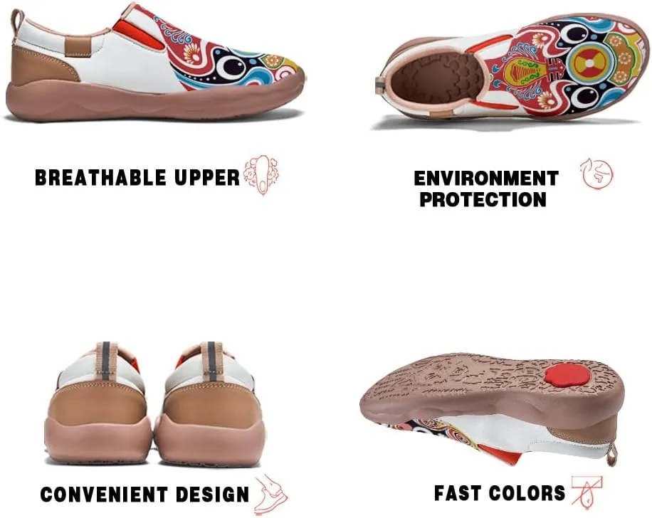 Men's Shoes Slip Ons Walking Loafers Lightweight Comfortable Art Painted Travel Sneaker Horse Spoon Face Chinese Style