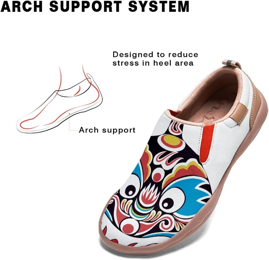 Men's Shoes Slip Ons Walking Loafers Lightweight Comfortable Art Painted Travel Sneaker Horse Spoon Face Chinese Style