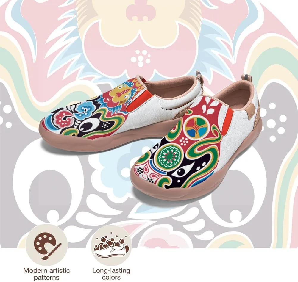 Men's Shoes Slip Ons Walking Loafers Lightweight Comfortable Art Painted Travel Sneaker Horse Spoon Face Chinese Style