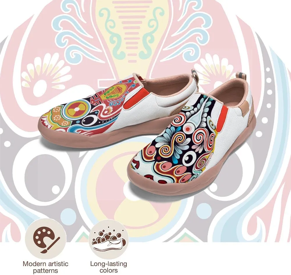 Men's Shoes Slip Ons Walking Loafers Lightweight Comfortable Art Painted Travel Sneaker Horse Spoon Face Chinese Style