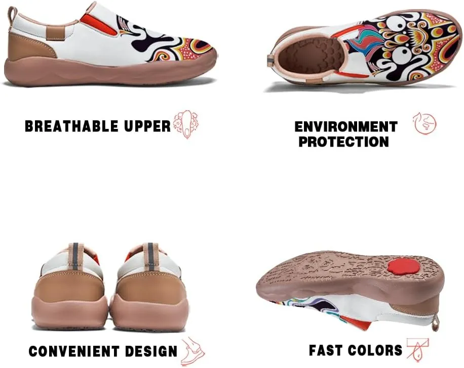 Men's Shoes Slip Ons Walking Loafers Lightweight Comfortable Art Painted Travel Sneaker Horse Spoon Face Chinese Style
