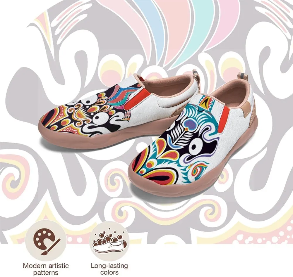Men's Shoes Slip Ons Walking Loafers Lightweight Comfortable Art Painted Travel Sneaker Horse Spoon Face Chinese Style