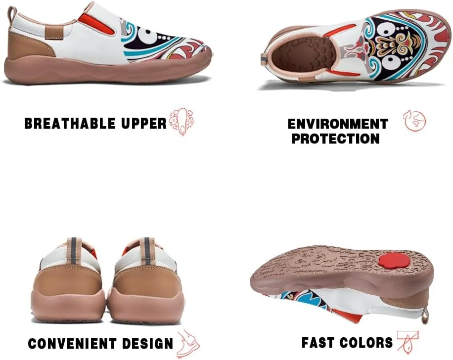 Men's Shoes Slip Ons Walking Loafers Lightweight Comfortable Art Painted Travel Sneaker Horse Spoon Face Chinese Style