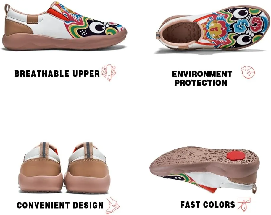 Men's Shoes Slip Ons Walking Loafers Lightweight Comfortable Art Painted Travel Sneaker Horse Spoon Face Chinese Style