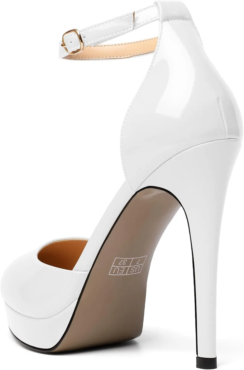 Mettesally Women's Platform Stiletto Pumps Pointed Toe Thin High Heels Ankle Strap Sandals Slip On Wedding Party Shoes