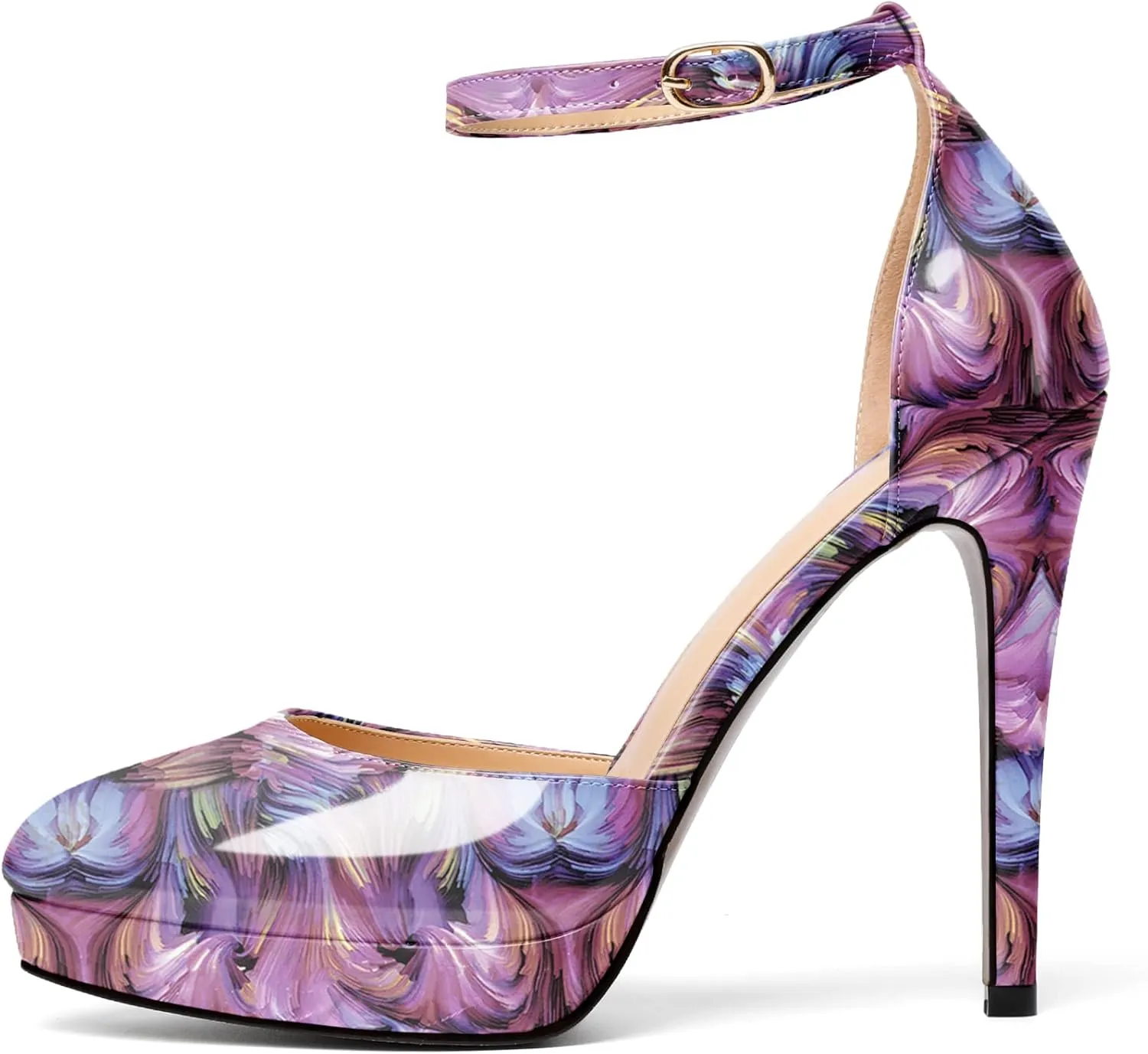 Mettesally Women's Platform Stiletto Pumps Pointed Toe Thin High Heels Ankle Strap Sandals Slip On Wedding Party Shoes