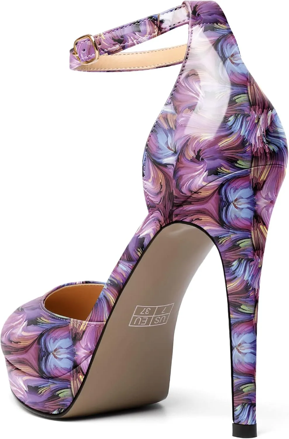 Mettesally Women's Platform Stiletto Pumps Pointed Toe Thin High Heels Ankle Strap Sandals Slip On Wedding Party Shoes