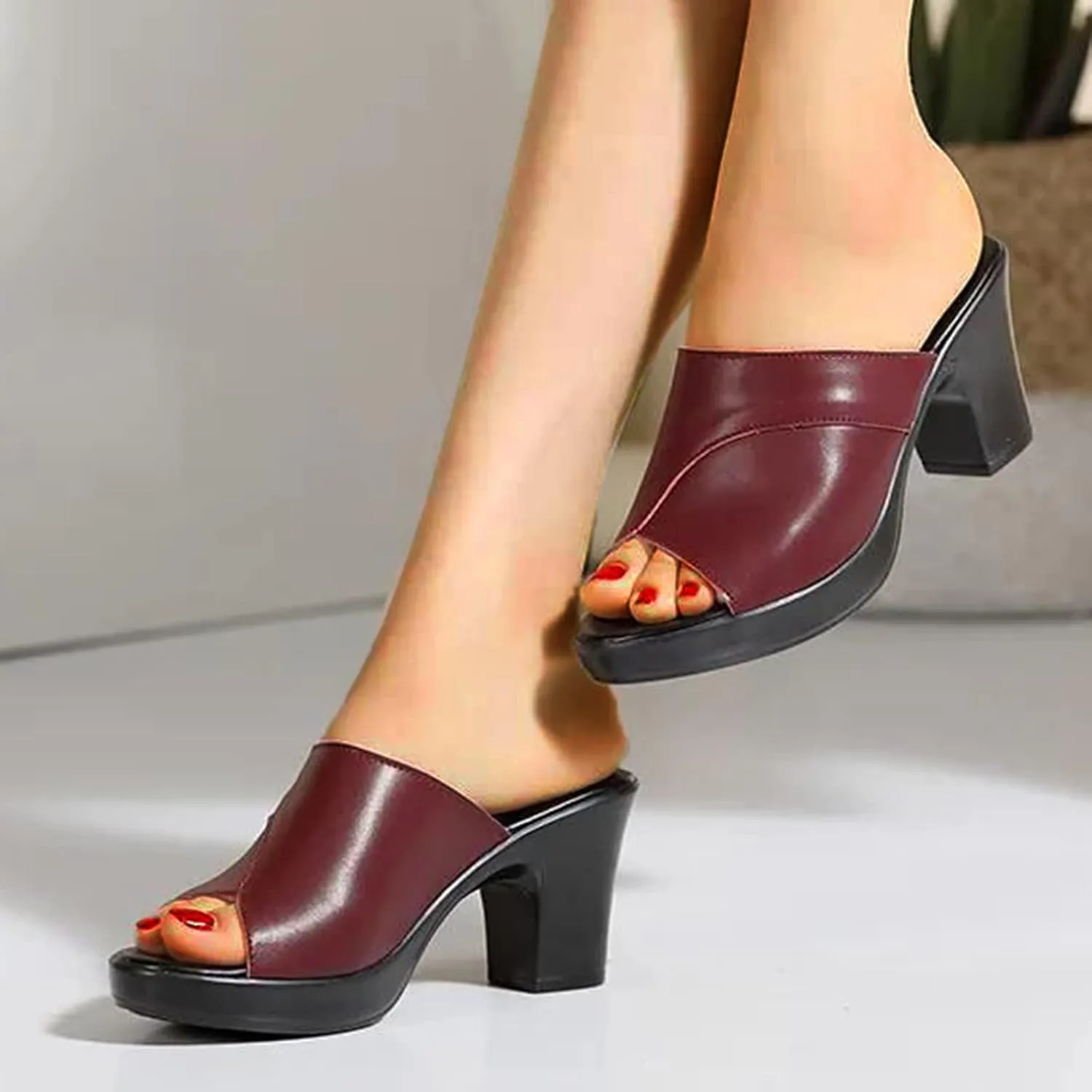 Open Toe Ankle Strap Chunky Heel Sandals Heels Wedge Summer Mouth Fish Flip-Flop Slippers Sandals Women