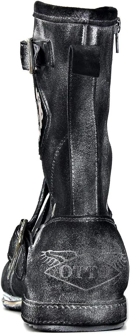OSSTONE Moto Boots for Men Designer Fashion Zipper-up Leather Chukka Western Boots Casual Shoes OS-5008-1-HHH-R